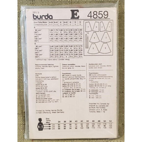 Burda Studio 4859 Unopened Canadian Sewing Pattern, Women's Flared Skirt - Picture 4 of 6